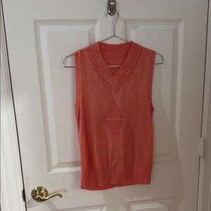Coral Sleeveless Knit Sweater Vest medium